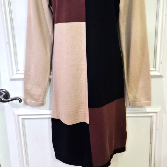ARIANNA By HOWARD'S Chestnut Brown/Black/Tan Block Sweater Dress, X-Large, NWT - Picture 8 of 16